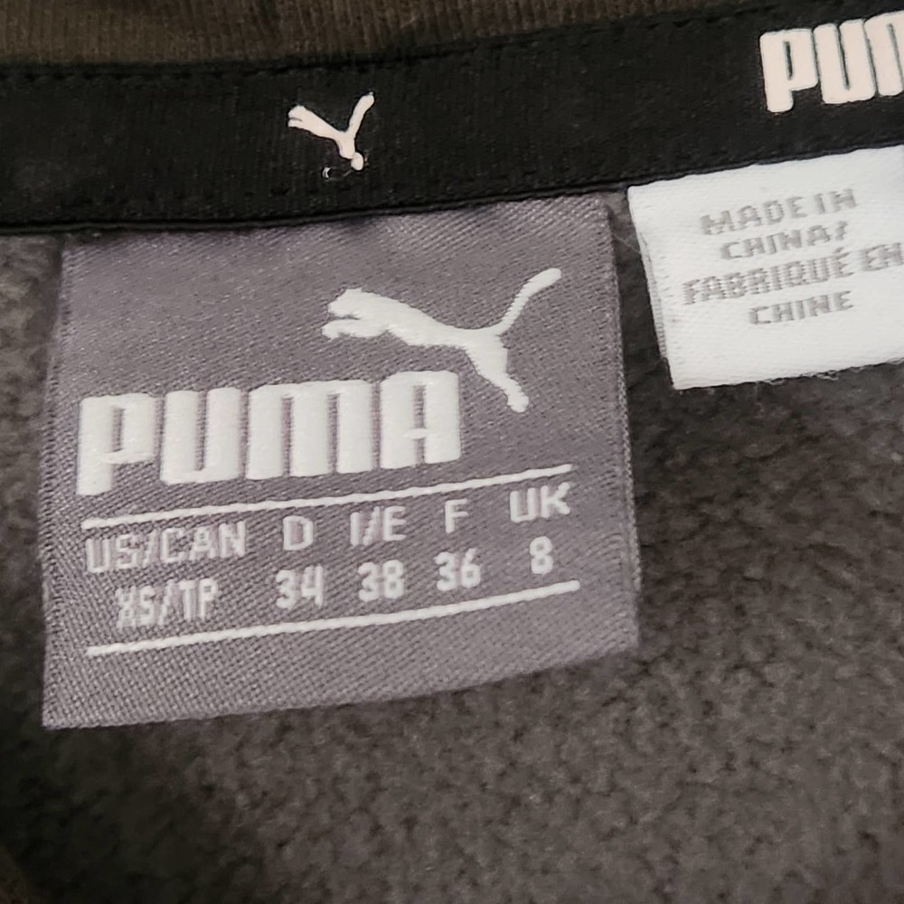 PUMA Cropped Hoodie Camo Womens XS Sweatshirt Relaxed Fit Green Hooded - Picture 6 of 7